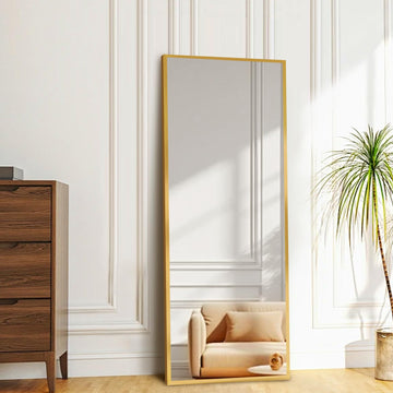 Full Length Floor Mirror 58"x19", Floor Standing Mirror, Gold