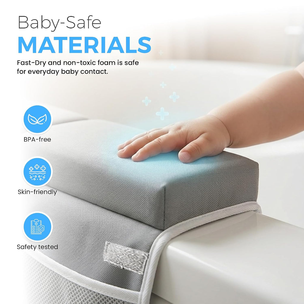 Bath Kneeler and Elbow Rest Pad Set - 1.5" Thick Comfortable and Painless Foam Mat - Baby Bath Kneeling Pad with Toy