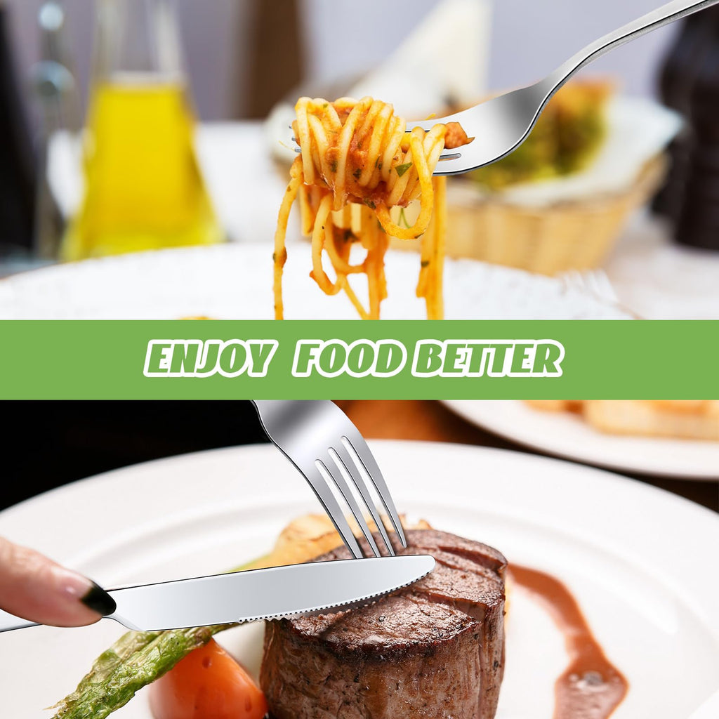 50 Pcs Stainless Steel Forks Silverware Set Dinner Forks and Knives