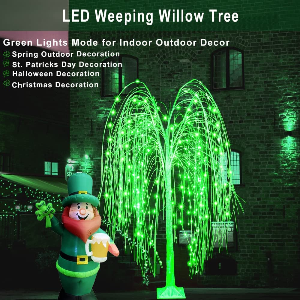 6Ft LED Lighted Tree Weeping Willow Tree Outdoor, 18 Colors Changing Light Up Willow Trees Remote Control for Indoor