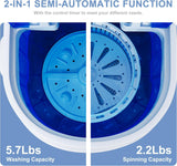 Portable Washing Machine, Single Tub Small Laundry Washer 5.7 lbs Washing Capacity for Apartments, Dorms,Traveling, RV