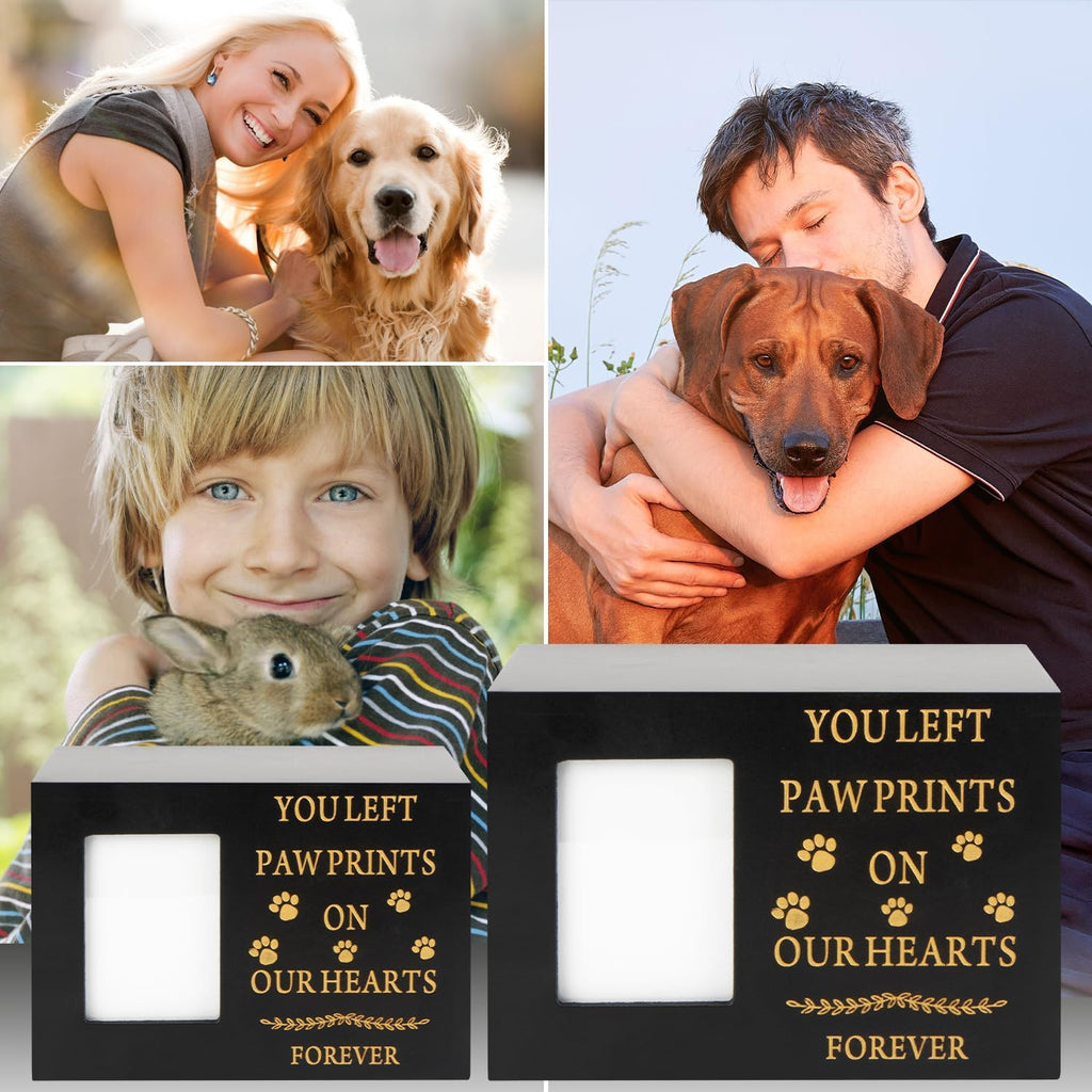 Pet Urns for Dog or Cat Ashes, Wooden Pet Memorial Urns with Photo Frame, Pet Cremation Urns Keepsake Memory Box