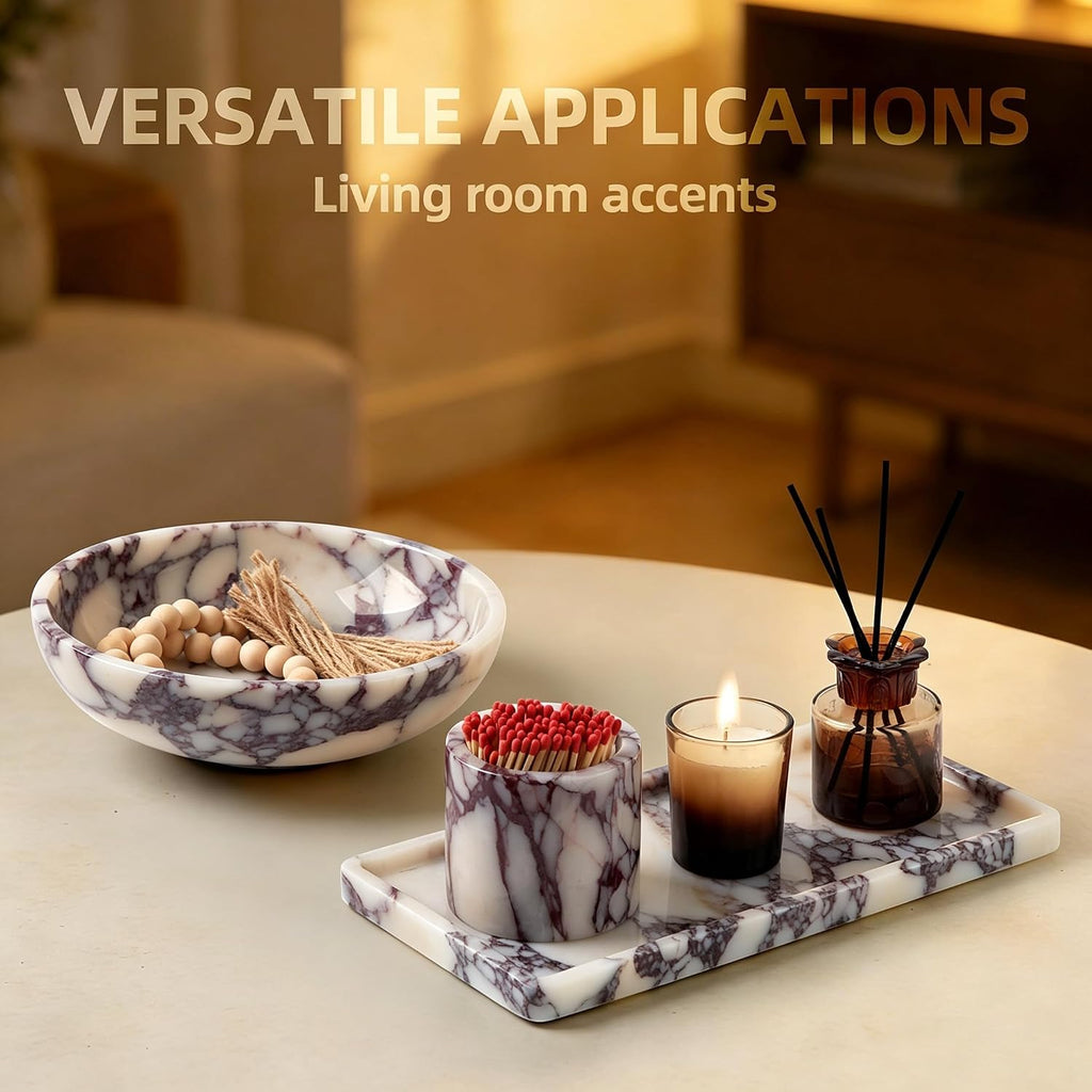 Luxury Natural Marble Match Holder with Striker, Decorative Matchbox Gift