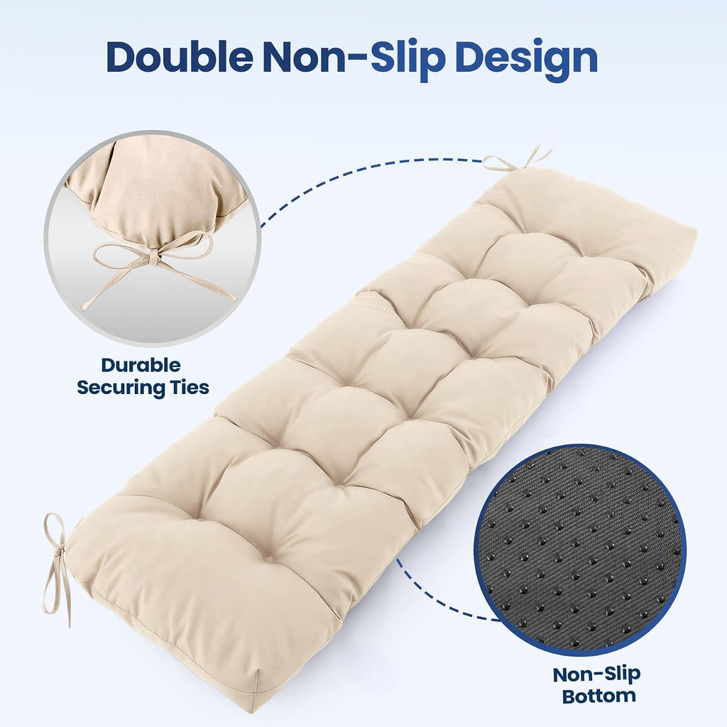 Outdoor Bench Cushion 48x18x5 Inch, Waterproof & Fade-Resistant Patio Furniture Cushions, Tufted Memory Foam