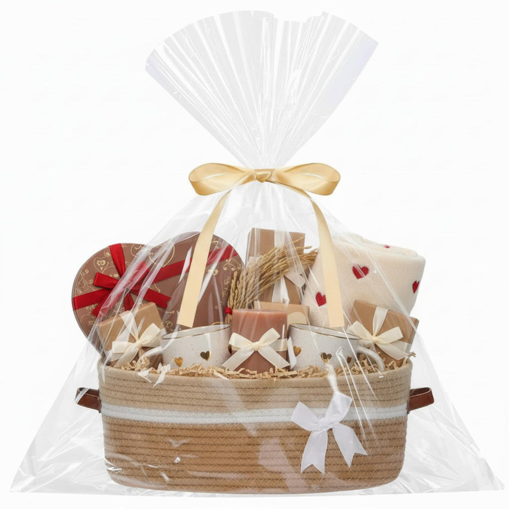 Woven Gift Basket Empty with Handles, Yellow