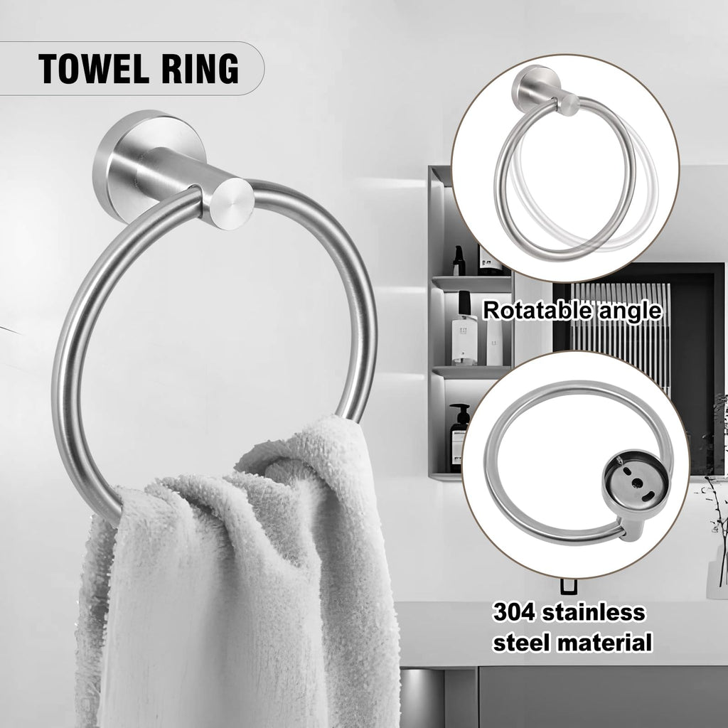 5 Piece Modern Style Wall Mounted Bathroom Hardware Set