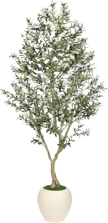 8FT Artificial Olive Tree with Large Planter Decor
