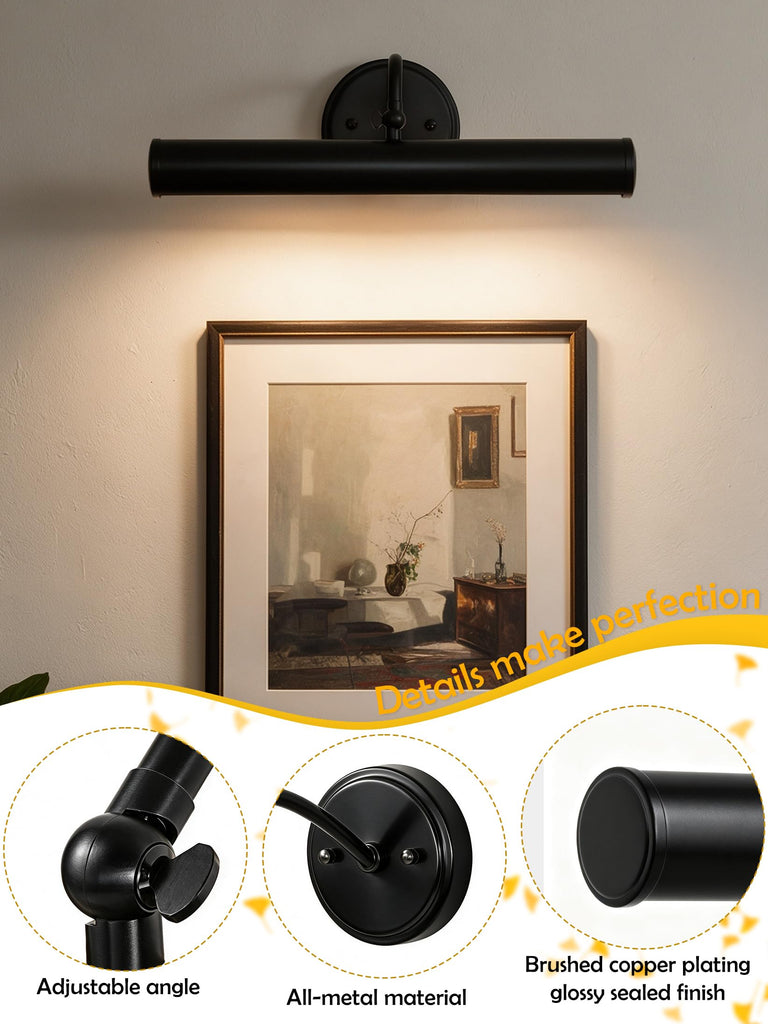 Hardwired Picture Lights for Wall, Black Vintage Lights for Picture on wall,E12 Base,2-Light Gallery Art Lighting
