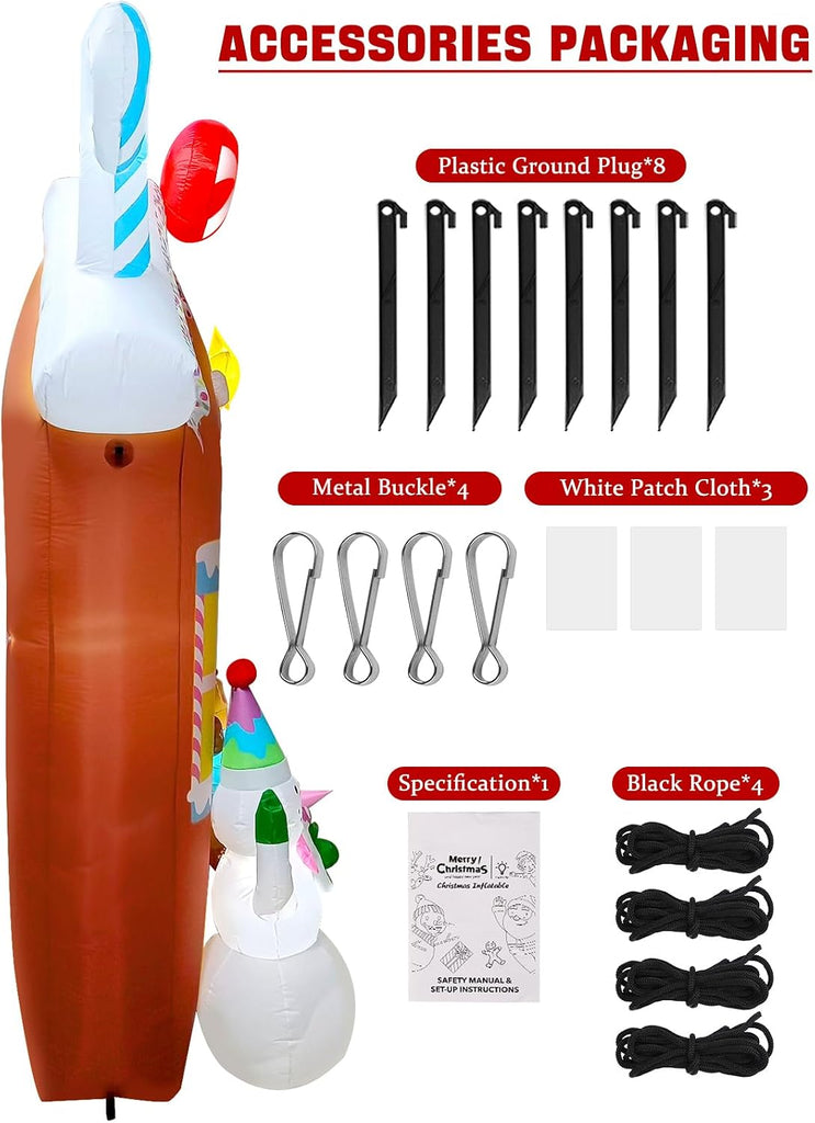 10FT Christmas Inflatables Arch for Outdoor Decoration, Xmas Gingerbread Man Snowman Blow Up Yard Decorations with