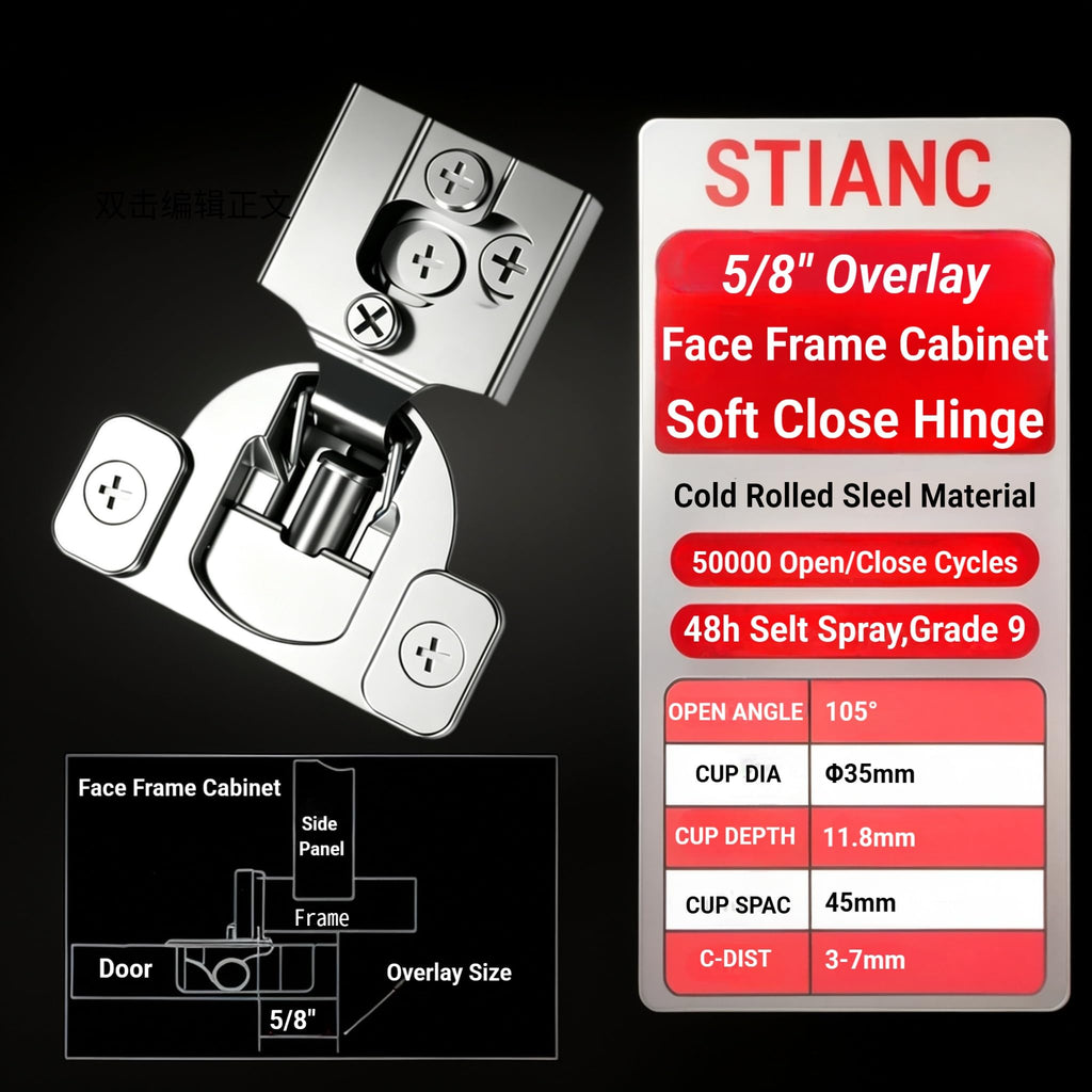 50 Pcs 5/8" Overlay Soft Close Cabinet Hinges 105° 3D Adjustable