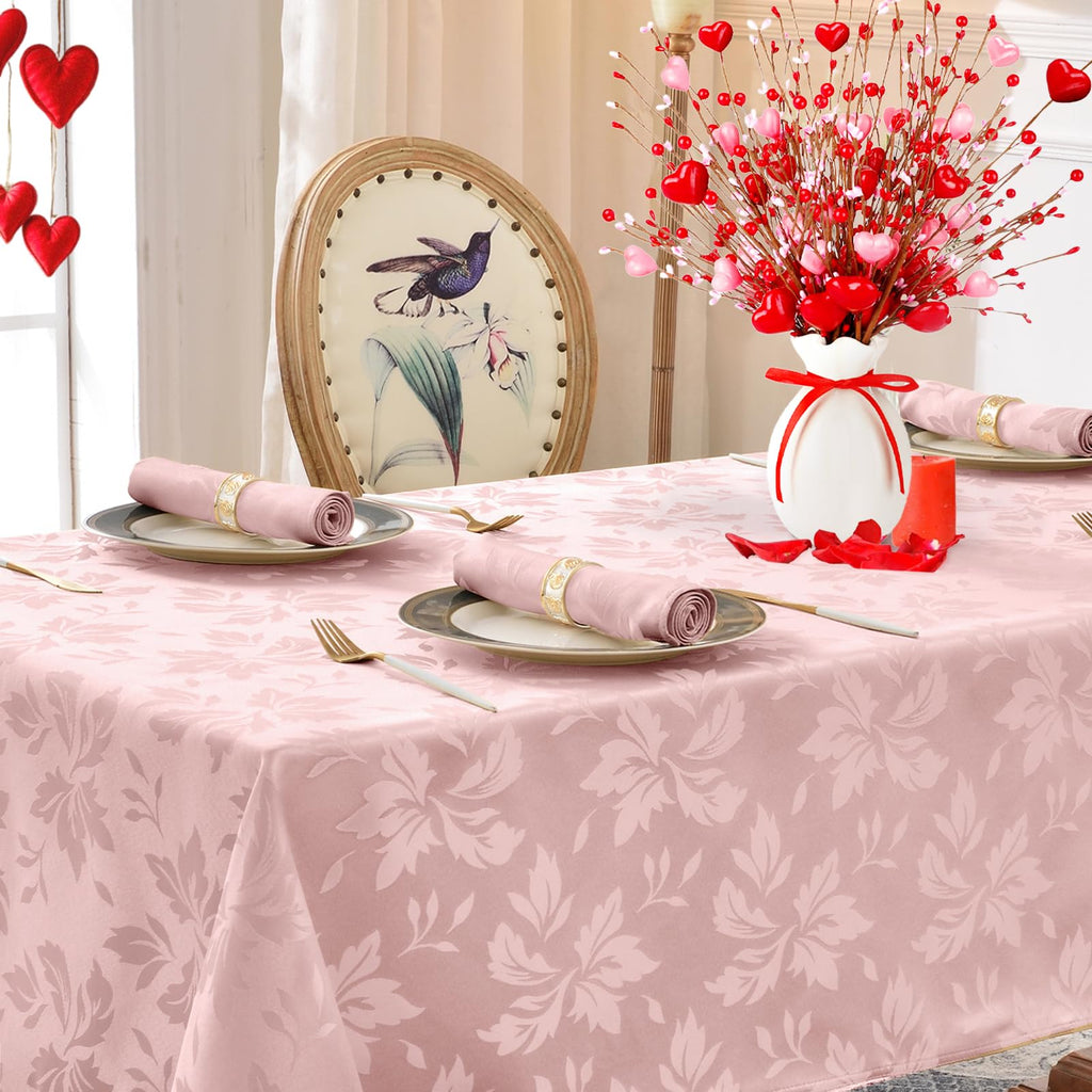 Jacquard Rectangle Tablecloth 60 x 102 Inch, Pink