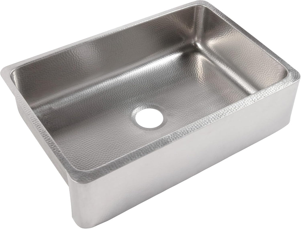 Lange 32 in Stainless Steel Farmhouse Sink, Apron Front | Brushed 16-gauge stainless, apron front undermount, single