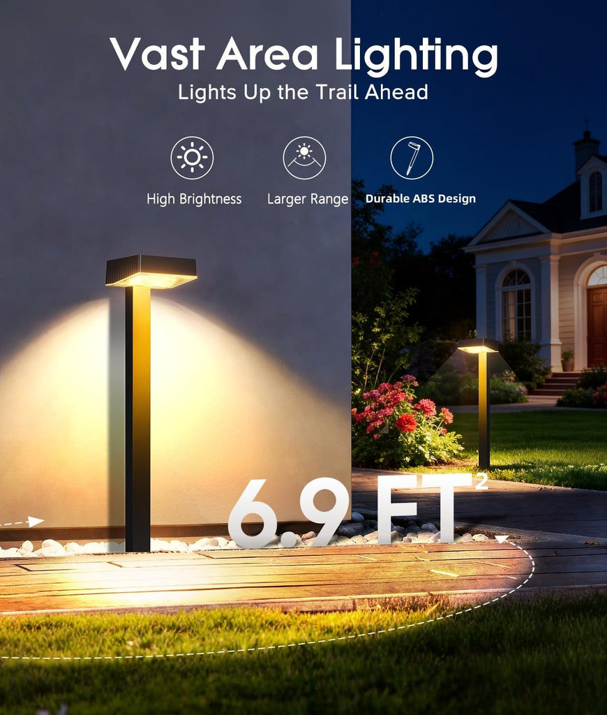 Solar Pathway Lights Outdoor, 8 Pack Garden Lights Solar Powered Path Lights with Focused Beam Lens, 2 Light Modes