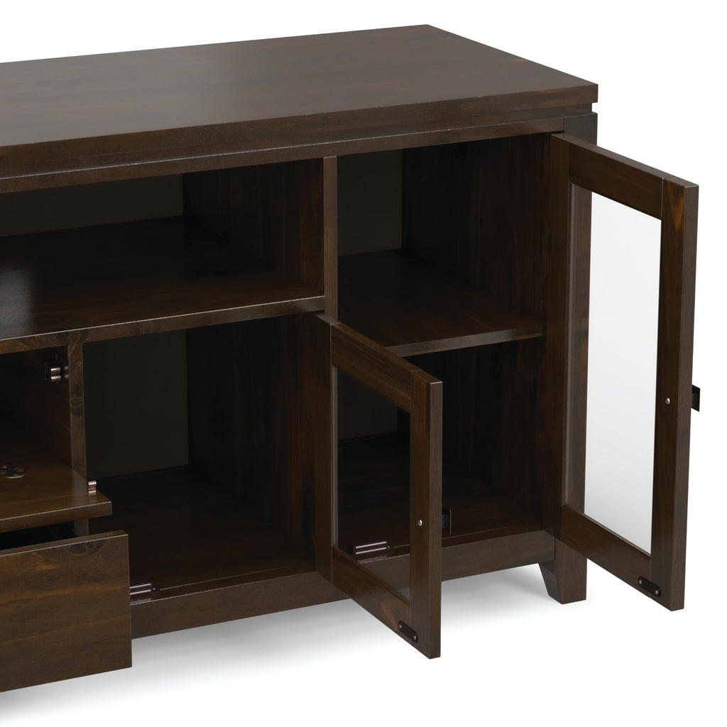 Cosmopolitan 72" Wide Solid Wood TV Stand in Mahogany Brown