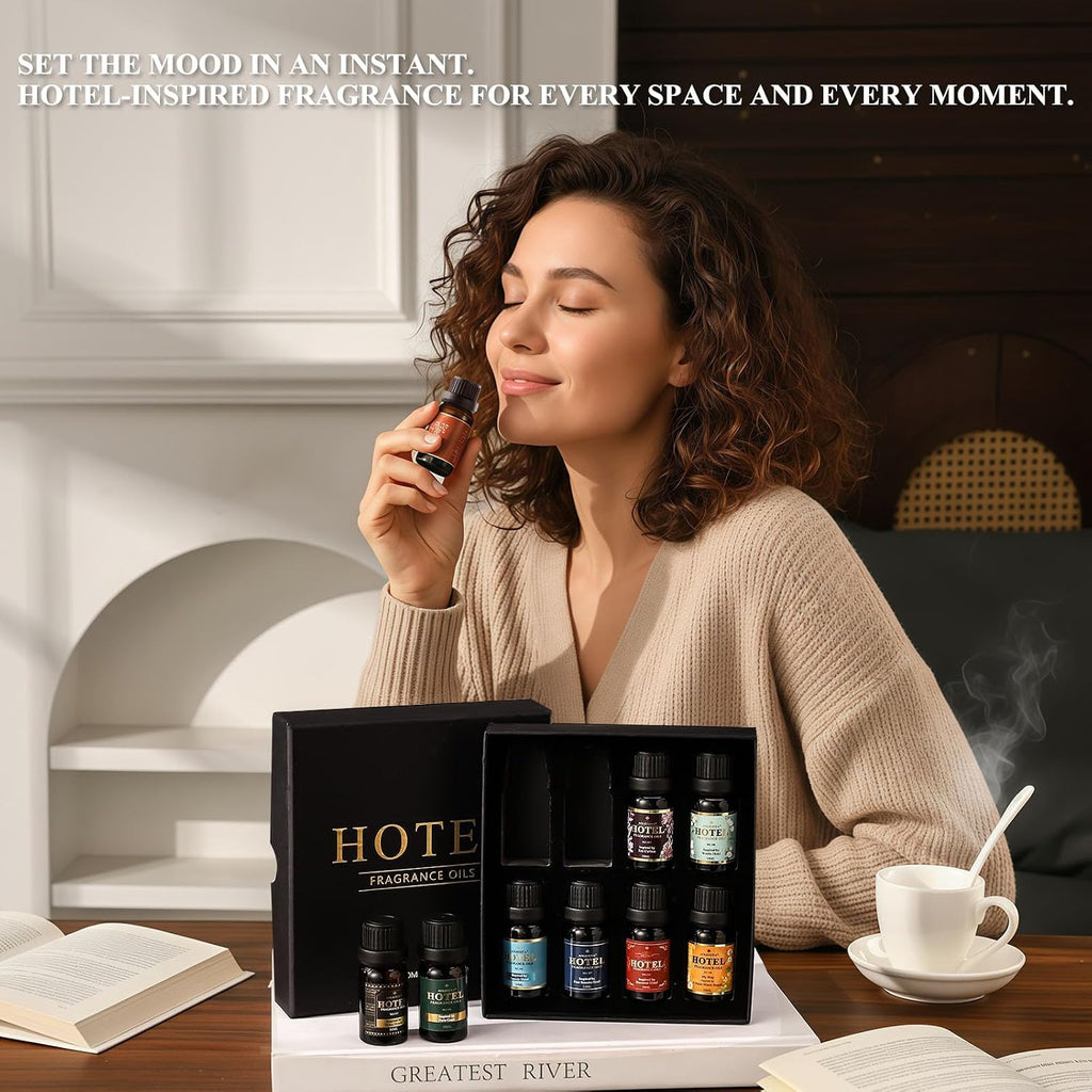 Hotel Diffuser Oil Gift Set - Inspired by 5-Star Hotel Fragrance Oil Set - My Way, White Tea,Baccarat,Four - Set of 8
