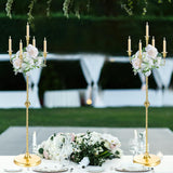 42.7 Inch Floor Candelabra Candle Holder Set of 2, 5 Arms Gold Candlestick Holders, Tall Candelabras Centerpiece for