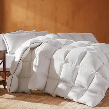 Goose Feather Down Fiber Cotton Comforter Queen, Ultra-Soft Duvet Insert, Hotel Collection White Quilted Comforter