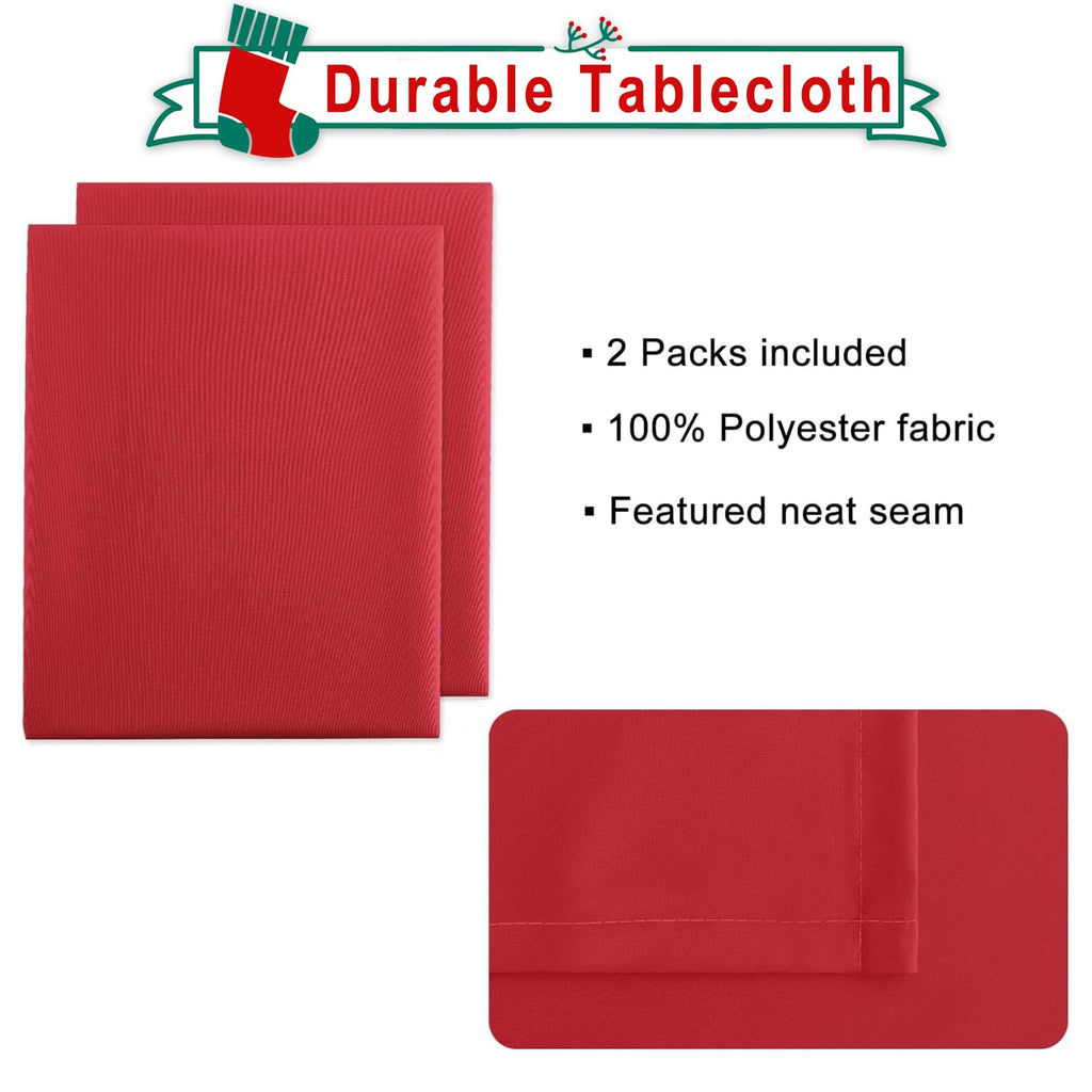 2 Pieces Red Tablecloth Rectangle, 52 x 70 Inch