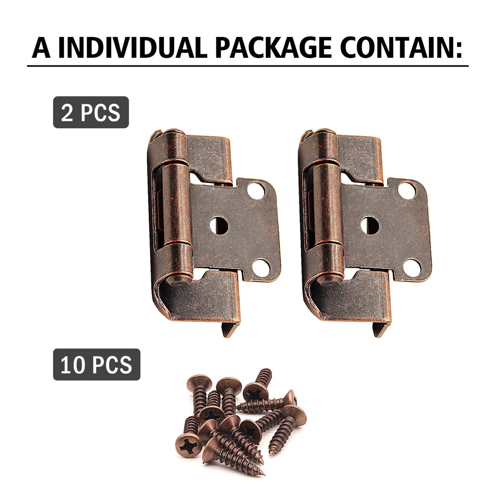 8 Pack (4 Pairs) 1/2 Inch Overlay Partial Wrap Hinges Oil Rubbed Bronze