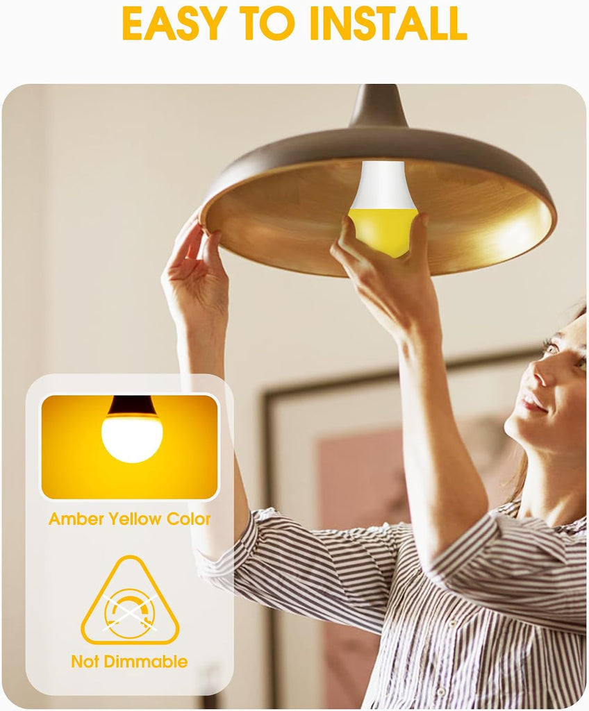 A19 Yellow LED Bug Light Bulbs Outside, 150W Equivalent 13W, E26 Base