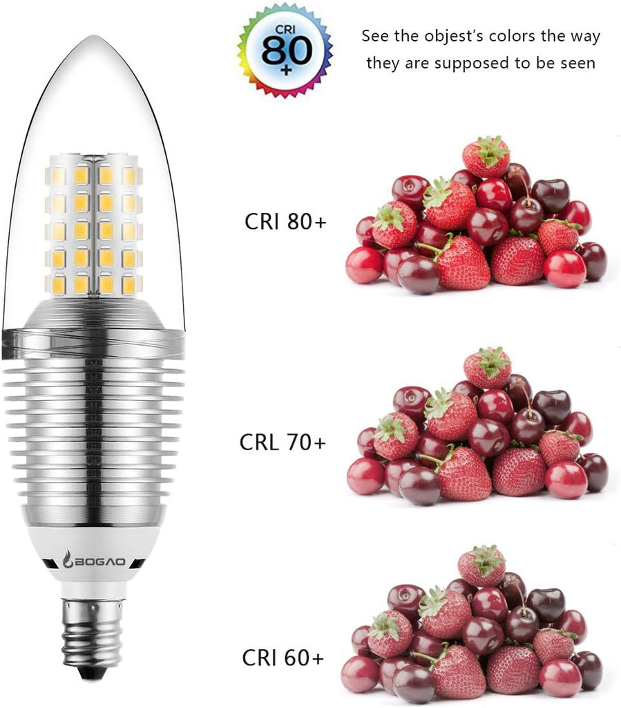 E12 LED Candelabra Bulb, 12W Daylight White 6000K LED Candle Bulbs, 80-100 Watt Light Bulbs Equivalent, E12