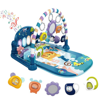 Blue Tiger Theme Baby Play Mat Gym with Kick & Play Piano