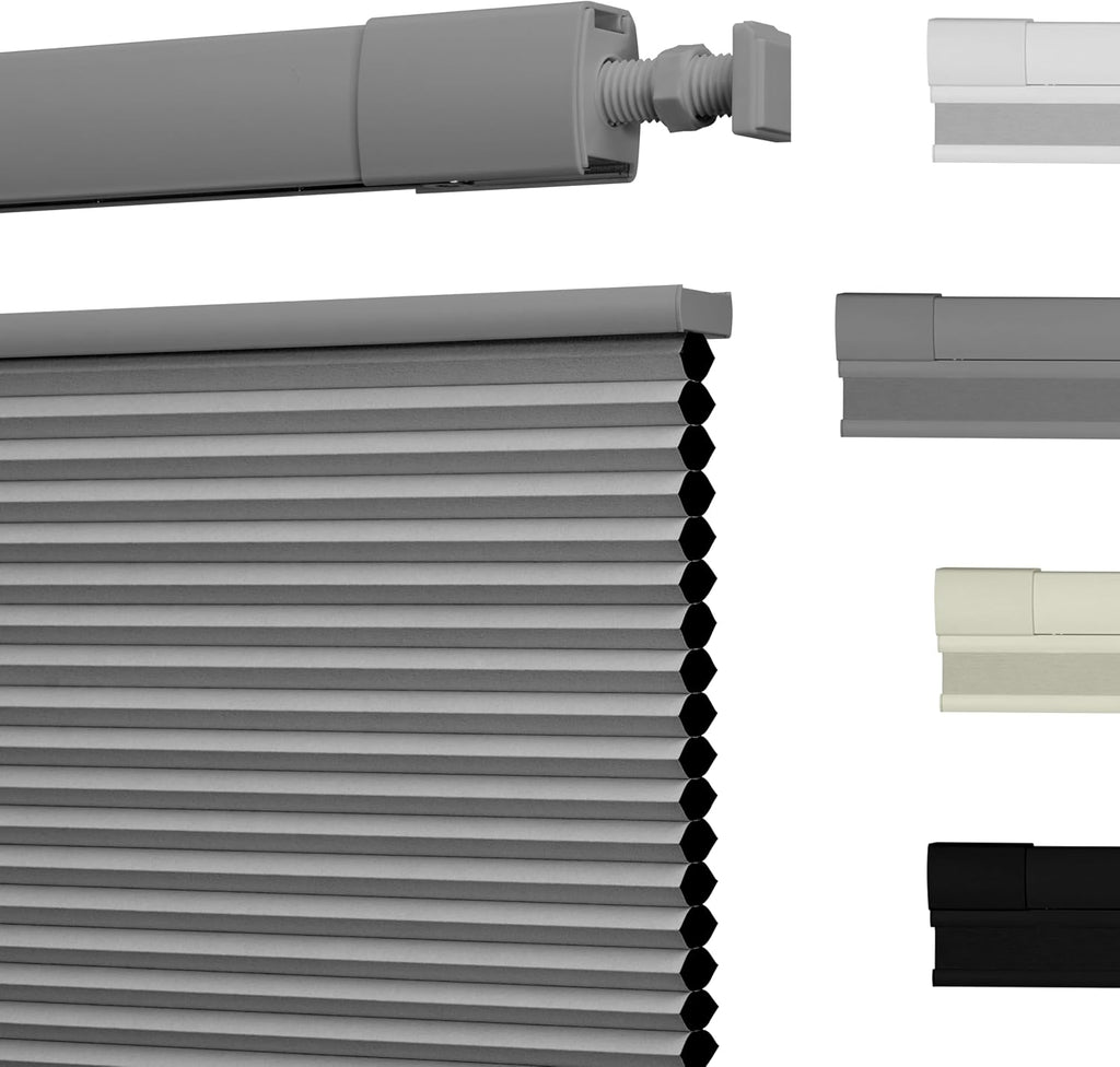 No Drill Cellular Shades, Blackout Black, 21" W x 64" H