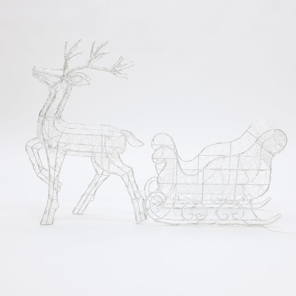 LuxenHome Lighted Reindeer & Sleigh Christmas Decoration