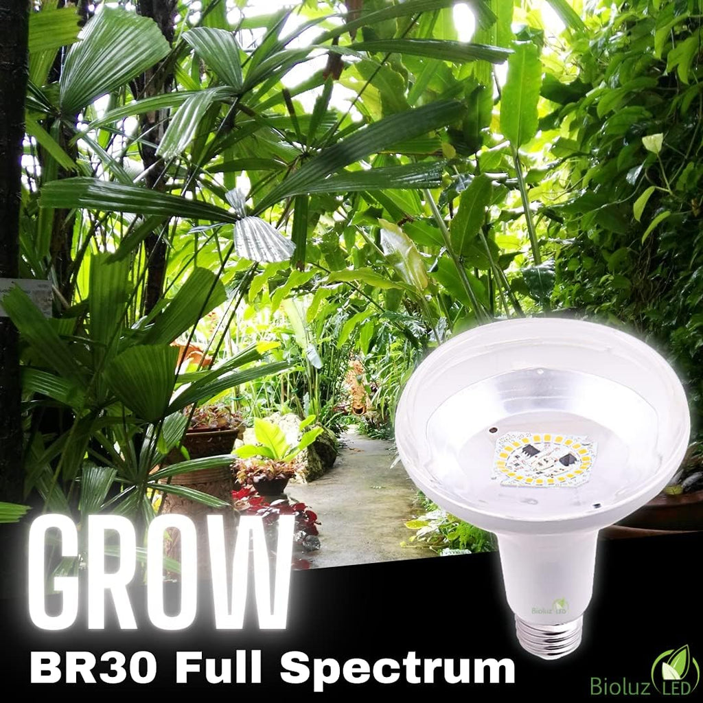 Grow Light Bulbs, Full Spectrum 3000K BR30 Floodlight Bulbs for Indoor Plants, 9W, Low Heat & Energy Efficient, 2-Pack