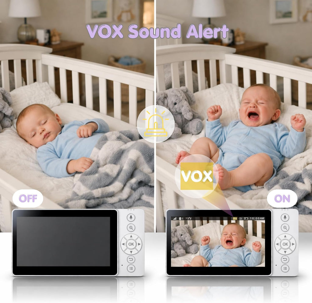 5" 720P HD Video Baby Monitor with Camera and Audio, No WiFi, No App
