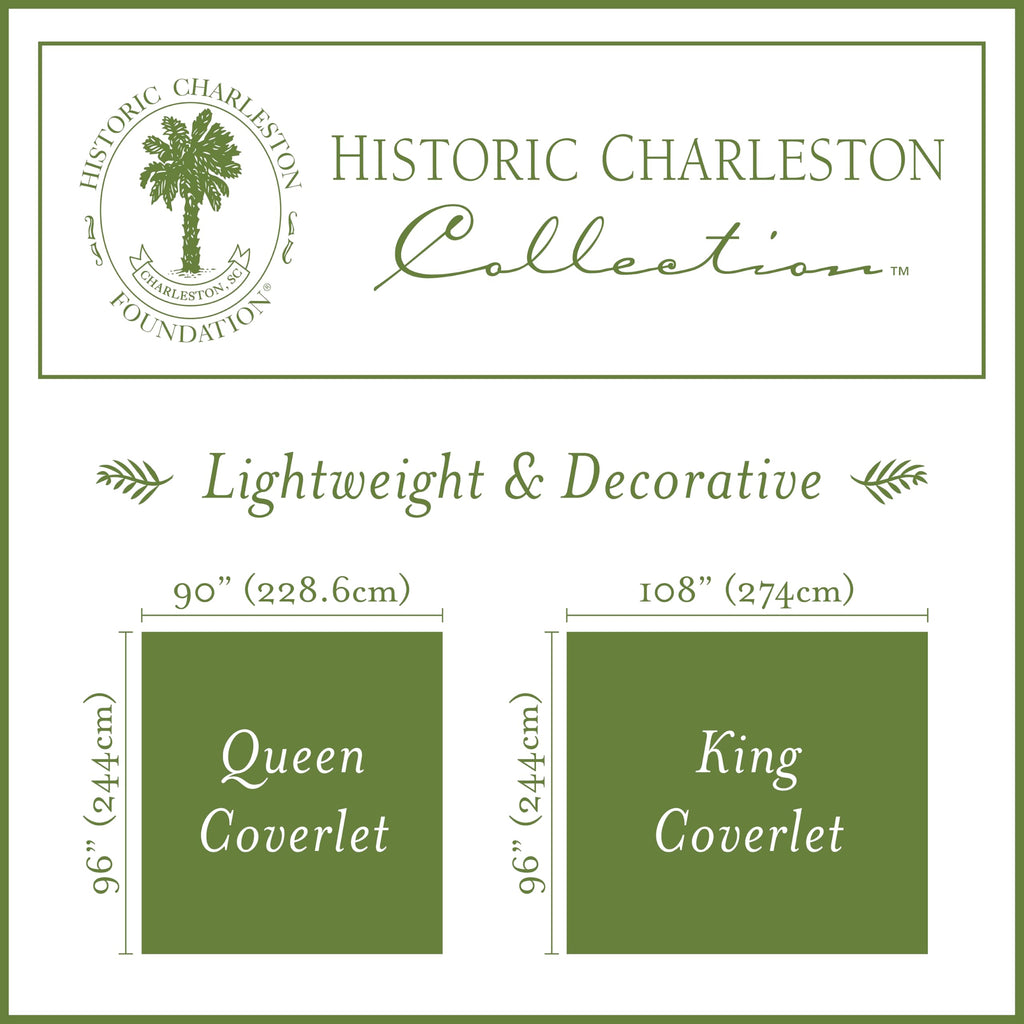 Charleston Charleston Estate Modern Farmhouse Floral Matelasse Coverlet with Scalloped Edges, 100% Cotton Breathable