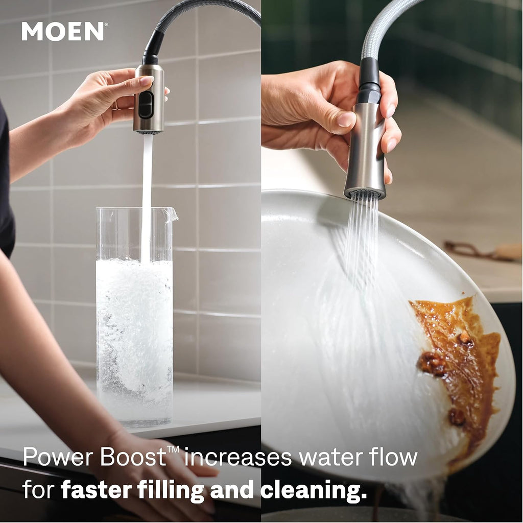 Align Spot Resist Stainless Pulldown Kitchen Faucet, Single Hole, Modern Spring Style with Pre-Rinse and Power Boost