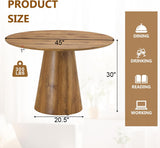 45'' Round Dining Table for 4, Mid-Century Modern Wood Dinner Table with Seamless One-Piece Top & Stable Conical