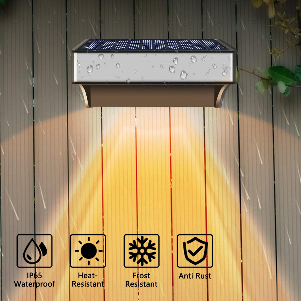 Solar Fence Lights Outdoor 12 Pack, LED Step Lights with 9 Lighting Options, Stainless Steel & IP65 Waterproof, Dusk