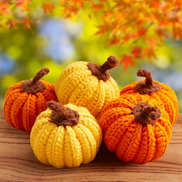 Orange Pumpkin Decor Thanksgiving Tables Fillers Crochet Fall Basket