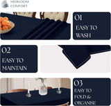 Navy Blue Table Cover, 100% Cotton Tablecloth 60x84 Inch, Fits 6-8 Seats, Soft, Durable, Washable, W