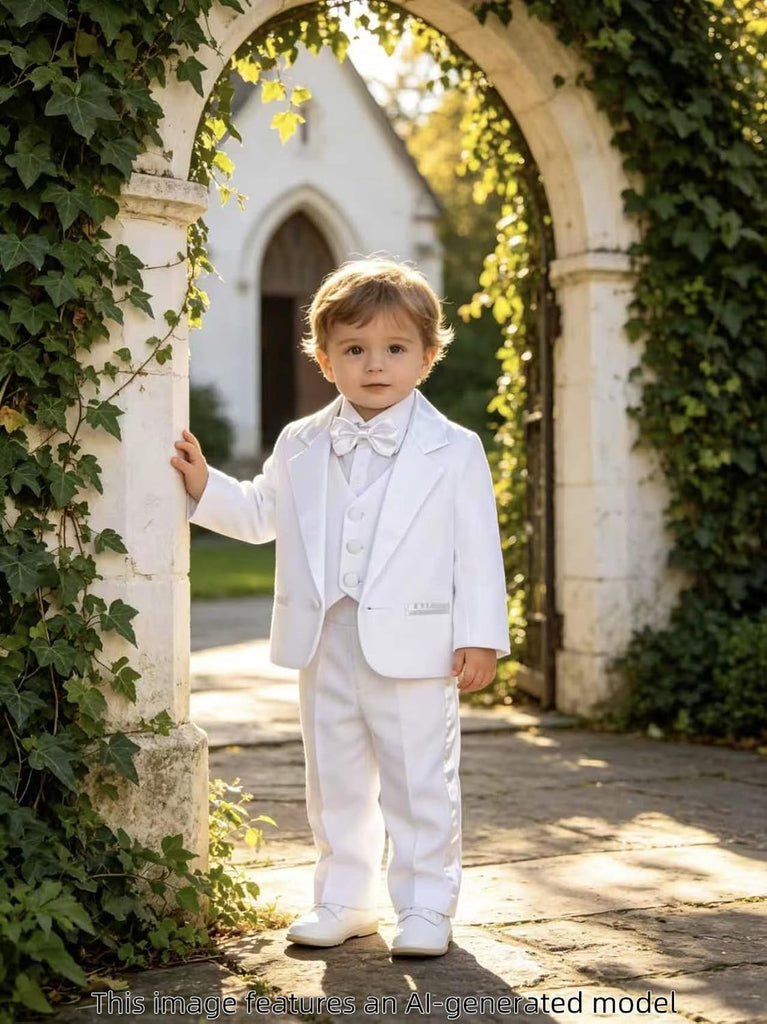Baby Boys Tuxedo Piece Set Jacket Shirt Vest Pants Bowtie