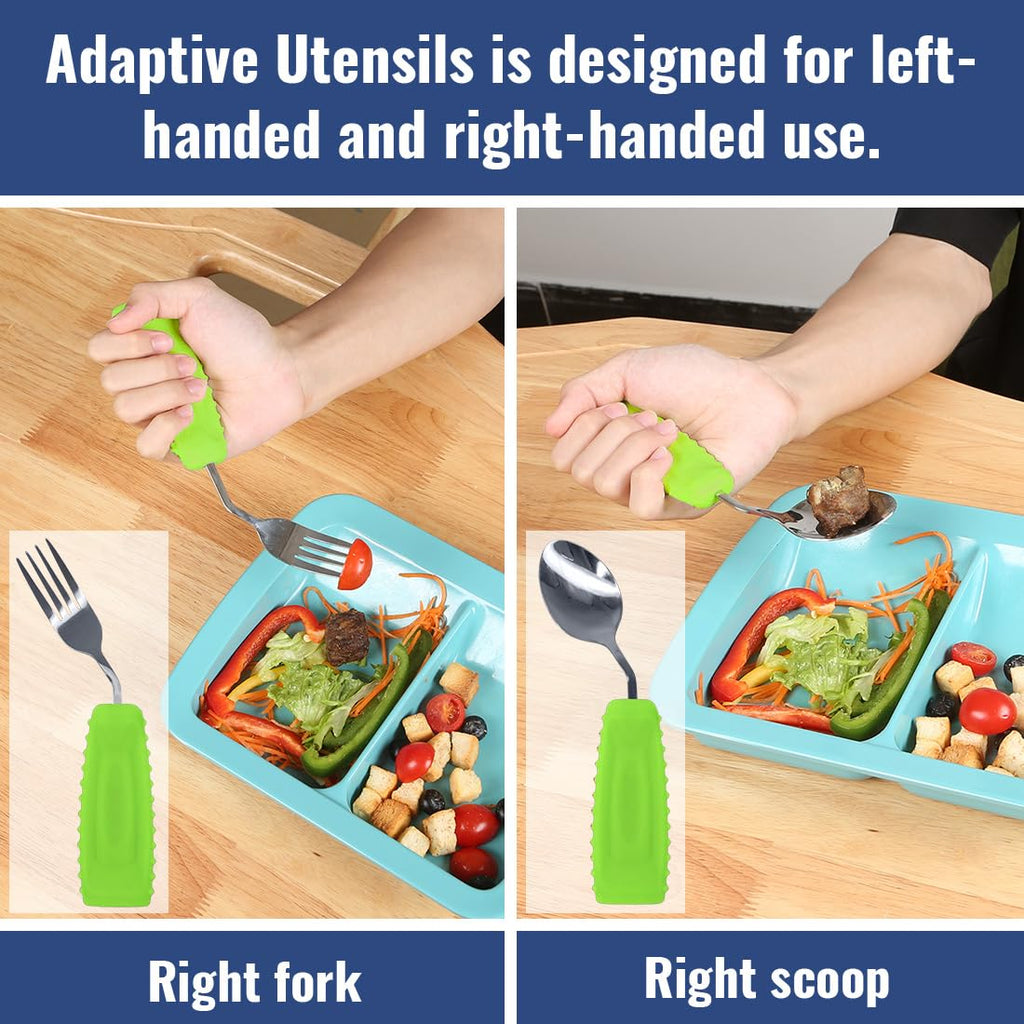 Adaptive Weighted Utensils Set - Spoon and Fork for Hand Tremors, Parkinson's, Elderly, and Arthritis - Adaptive