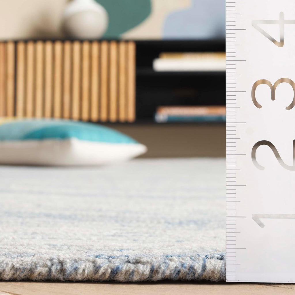 Metro Area Rug - 9' x 12', Blue & Ivory, Handmade Modern Wool