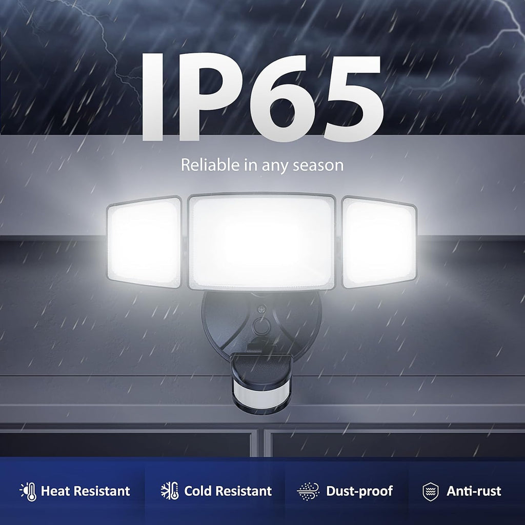 Motion Sensor Outdoor Lights, Hardwired Security Floodlights, Black | 7000LM 75W LED flood lights with movement