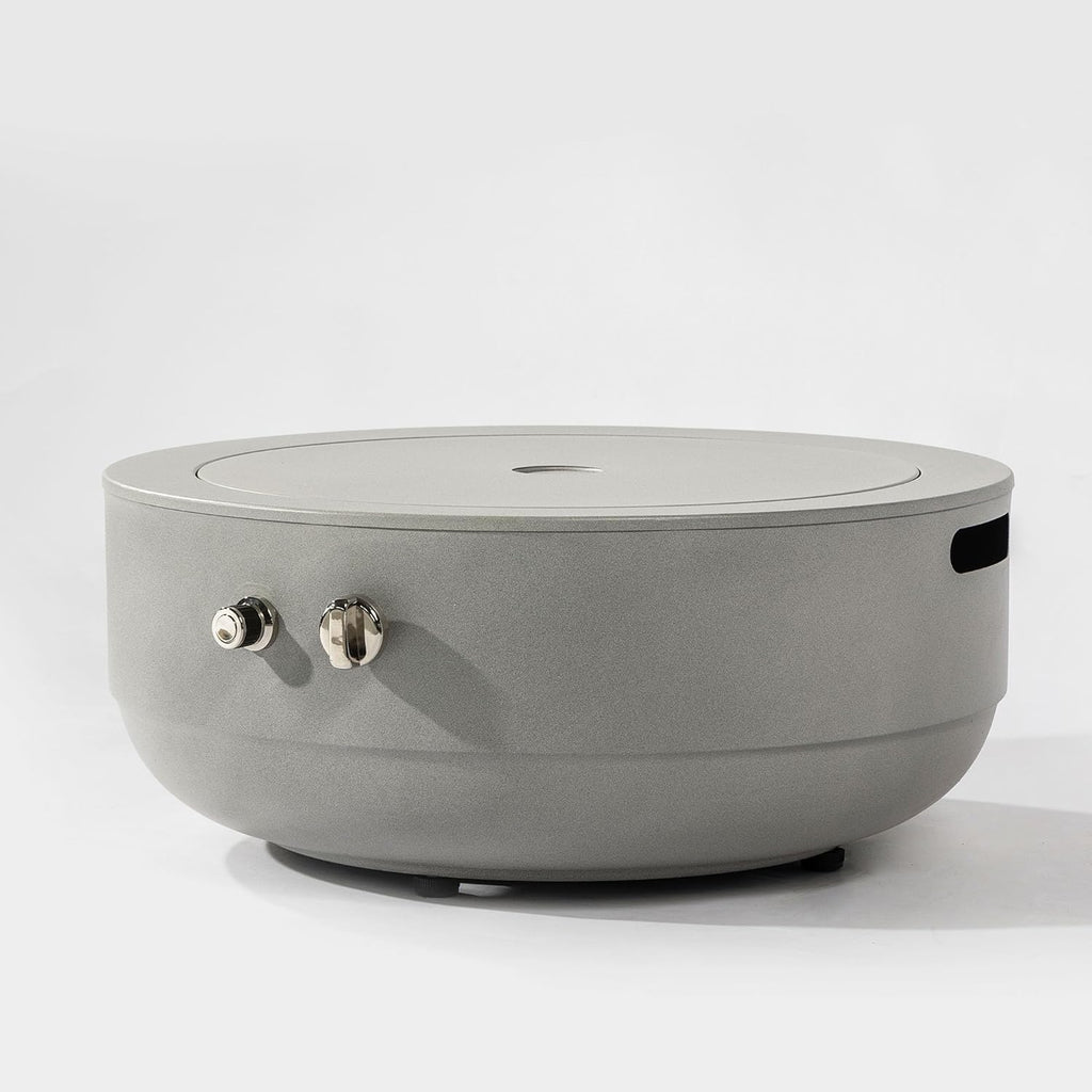24 Inch Propane Fire Pit Bowl, 50000 BTU Round Steel Gas Fire Pit with Lid, Portable Outdoor Fire Table