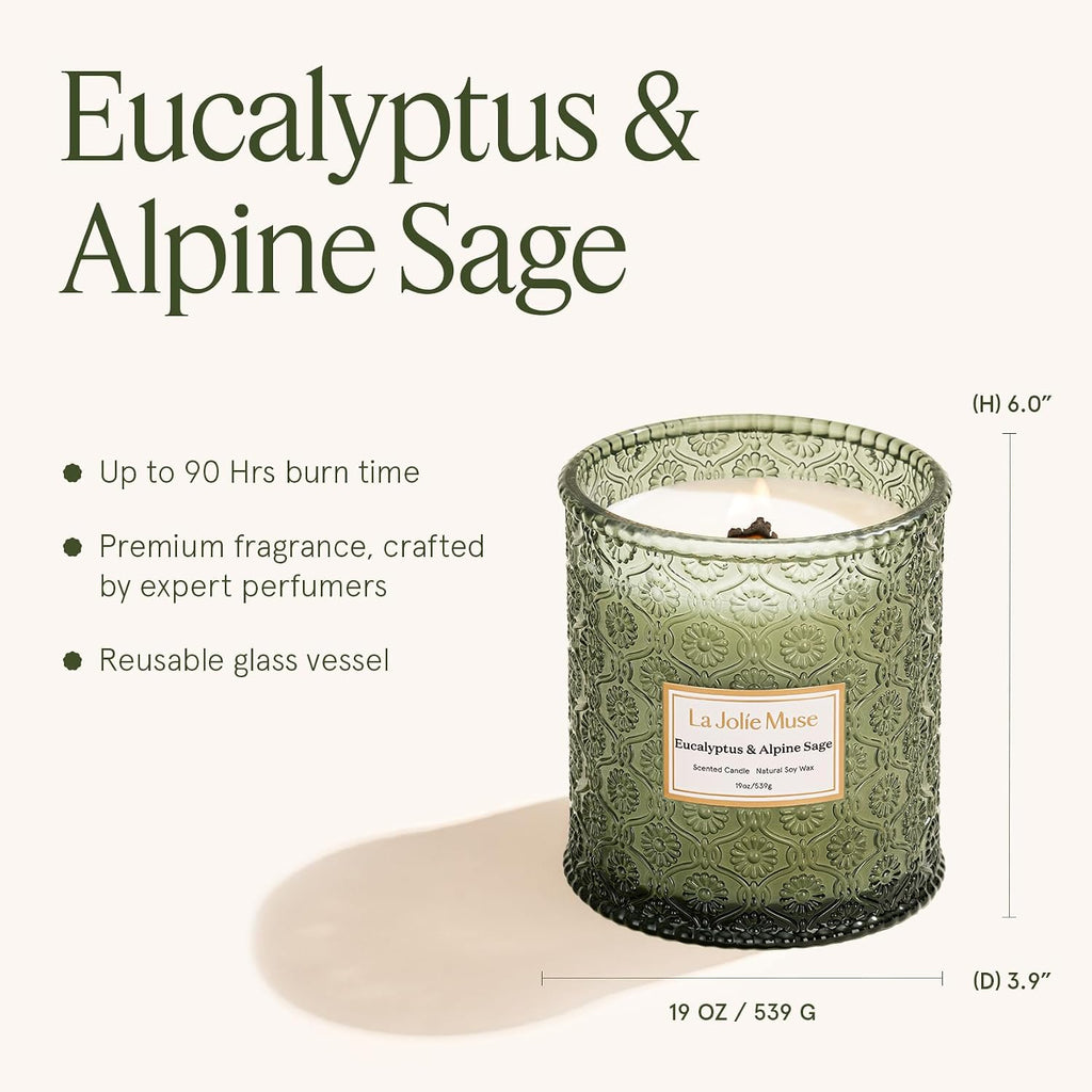 Eucalyptus Sage Fresh Scented Candles, 19 oz Soy Wax - Set of 194
