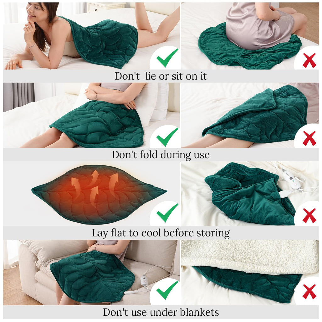 Weighted Heating Blanket 7 lbs, 26" x 35" Large Heated Pad, Green