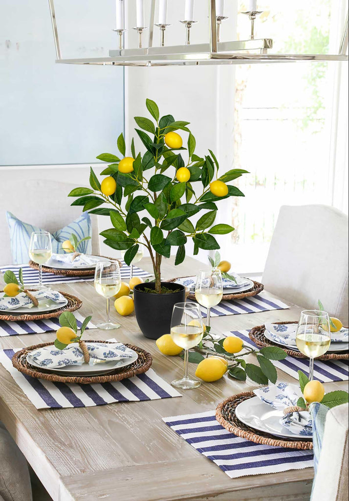2Ft Artificial Lemon Trees, 2 Packs Large Artificial Plants Indoor with Black Pots Faux Potted Citrus Trees Fake