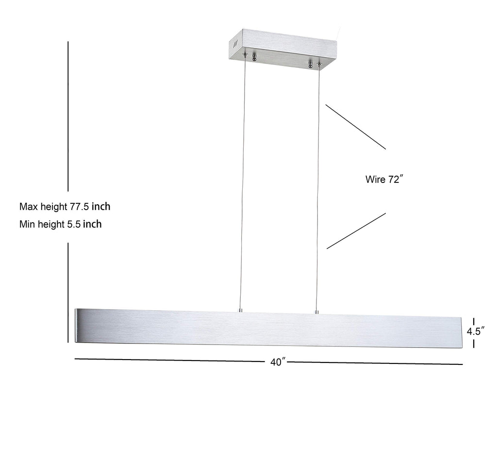 Draper 1-Light LED Linear Pendant 40", Brushed Aluminum
