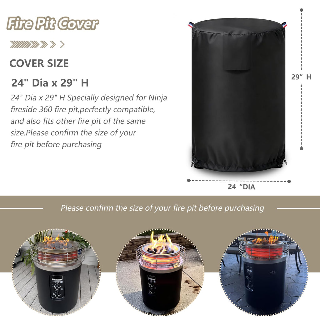 Fire Pit Covers for Ninja Fireside 360 Outdoor Heater & Fire Pit, Outdoor Heavy Duty 600D Waterproof Cover for Ninja