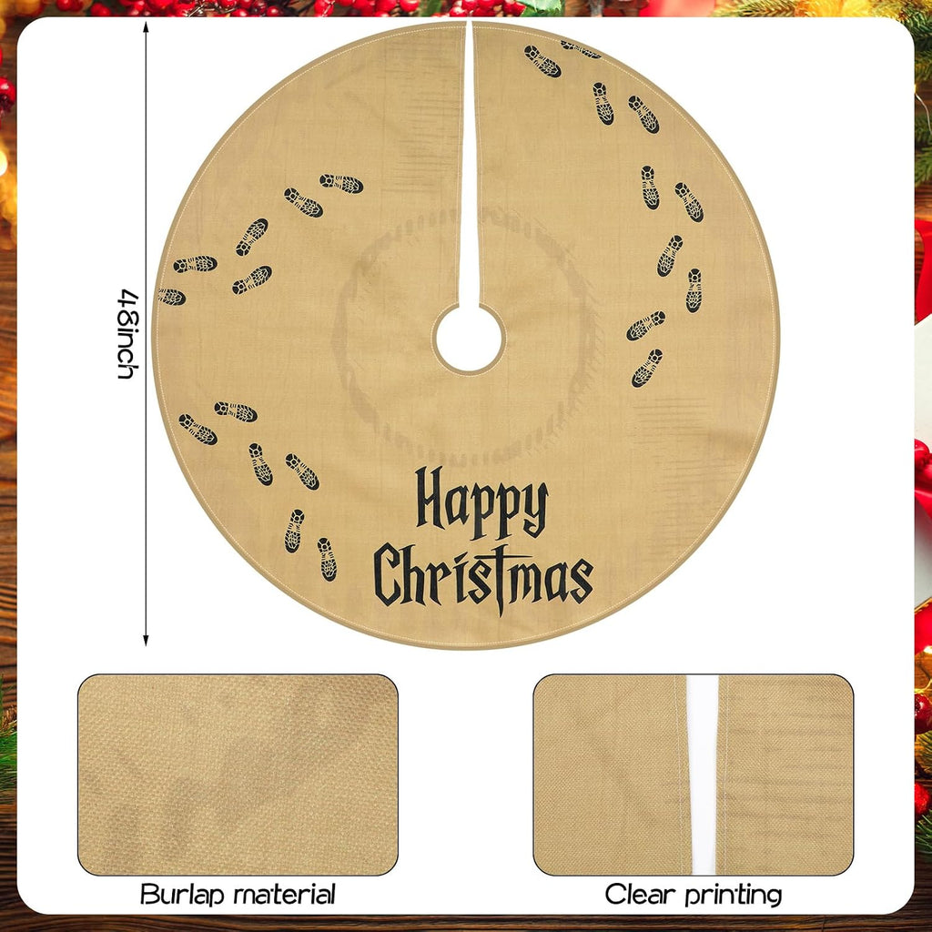 48 Inch Wizard Burlap Christmas Tree Skirt Double Layer Holiday