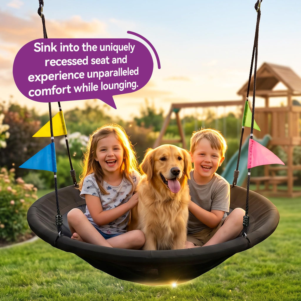 Tree Swing, 48 inch Saucer Swing for Kids, for Outdoor Backyard, Black