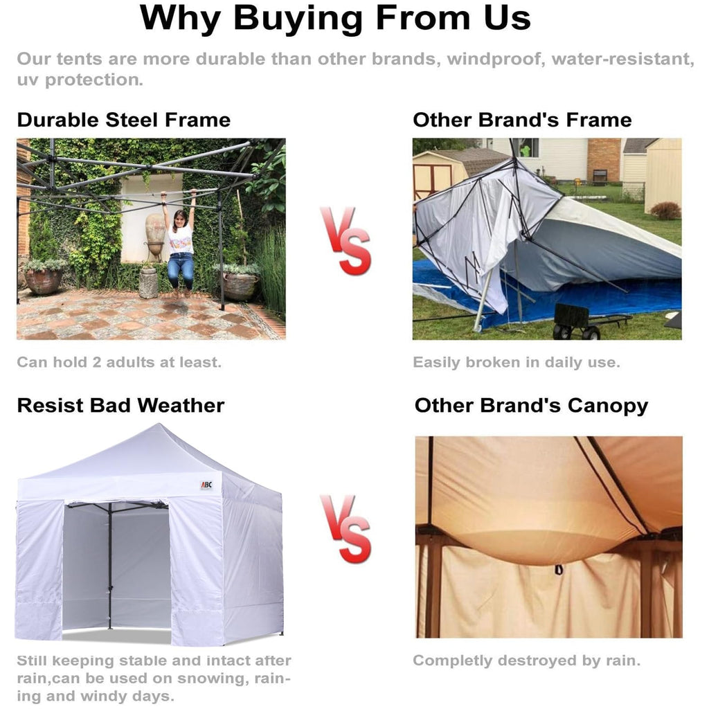 Heavy Duty Easy Pop up Canopy Tent with Sidewalls 10x10, Red