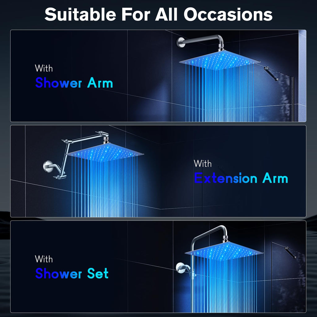 High Pressure 10" Rain Shower Head with LED Color Changing